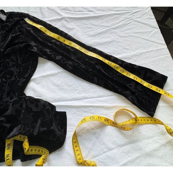 Apostrophe Womens Black Floral Sheer Top Plus Size 24-26W Velvet Detail - Picture 7 of 10